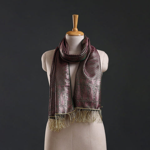 Brocade handloom semi silk banarasi stole 19 - handcrafted