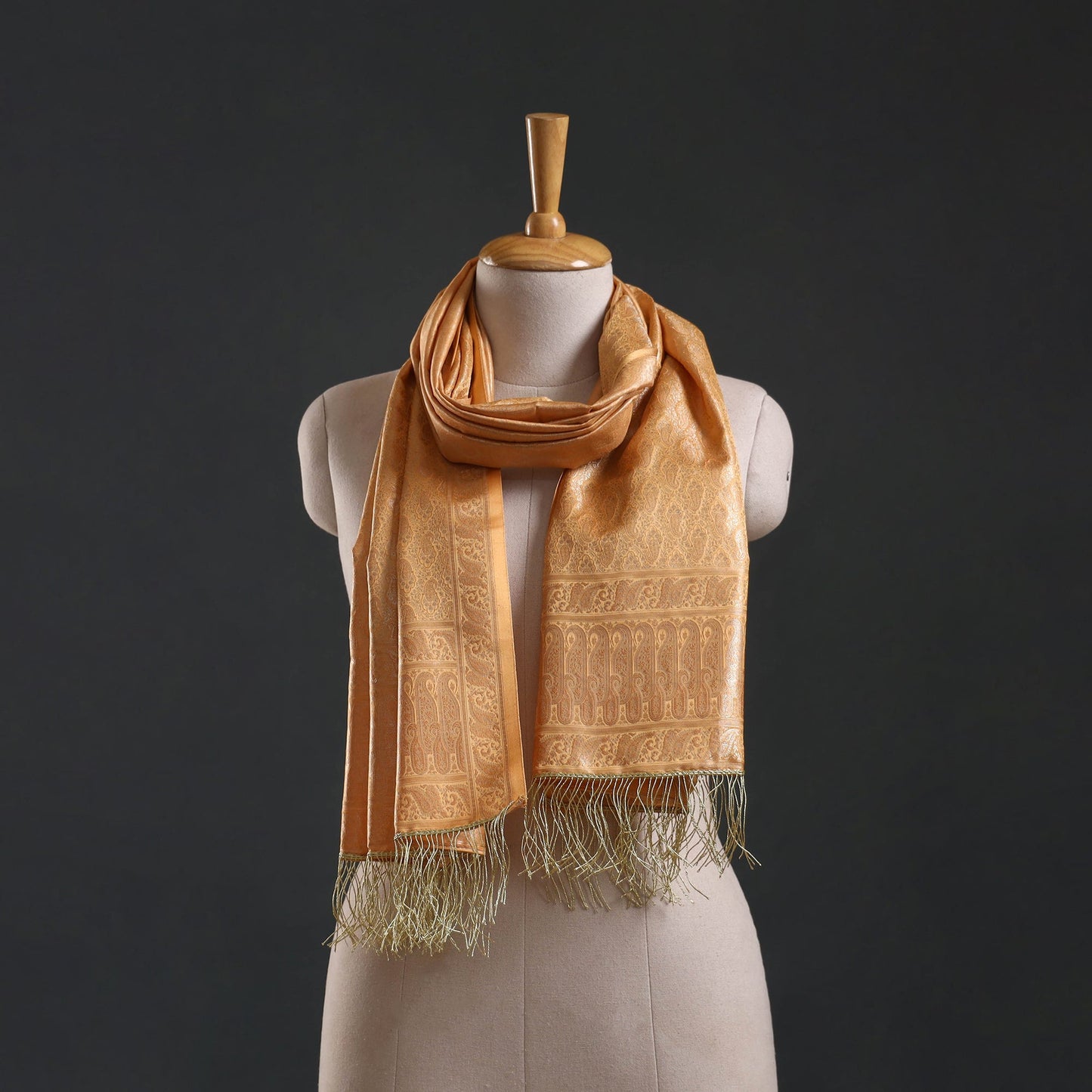 Brocade handloom semi silk banarasi stole 25 - handcrafted