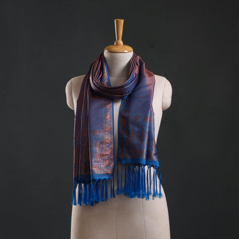 Brocade handloom semi silk banarasi stole 38 - handcrafted