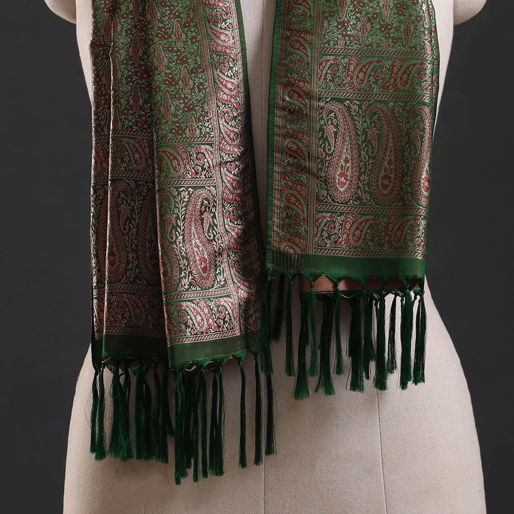 Brocade handloom semi silk banarasi stole 39 - handcrafted