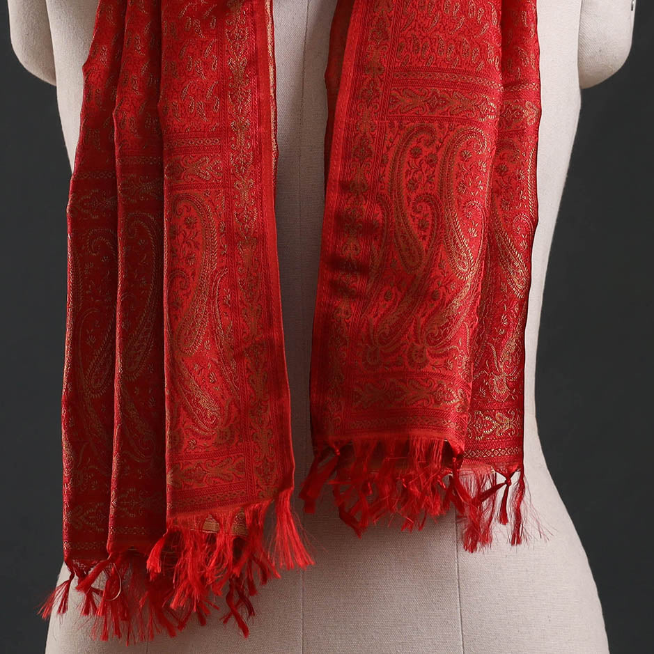 Brocade handloom semi silk banarasi stole 40 - handcrafted