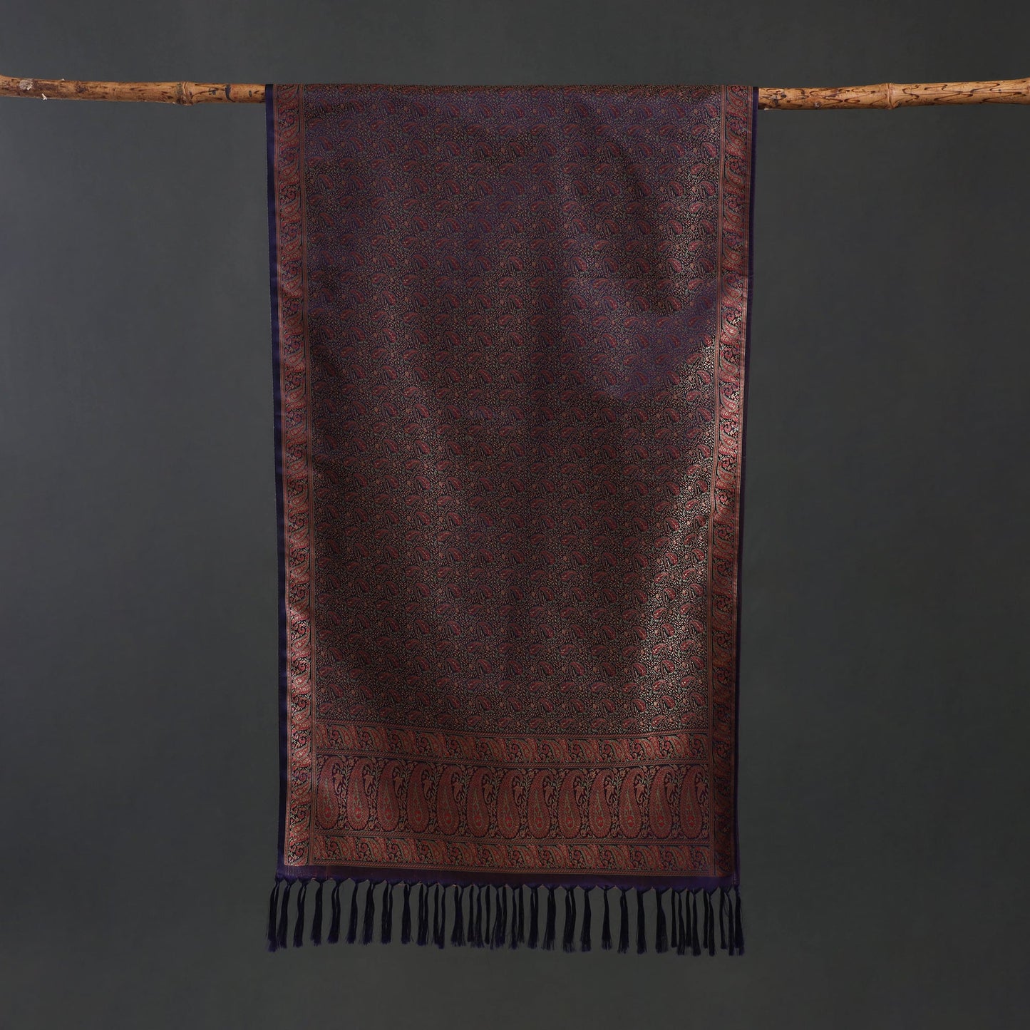 Brocade handloom semi silk banarasi stole 42 - handcrafted