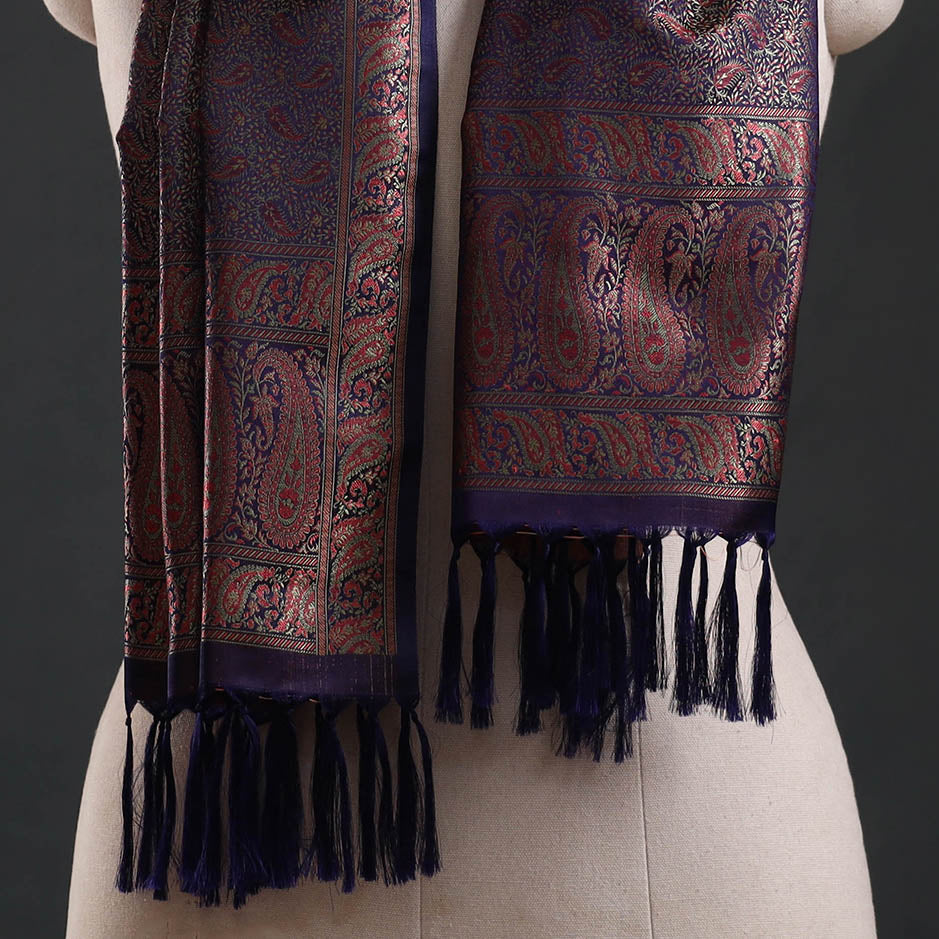 Brocade handloom semi silk banarasi stole 42 - handcrafted