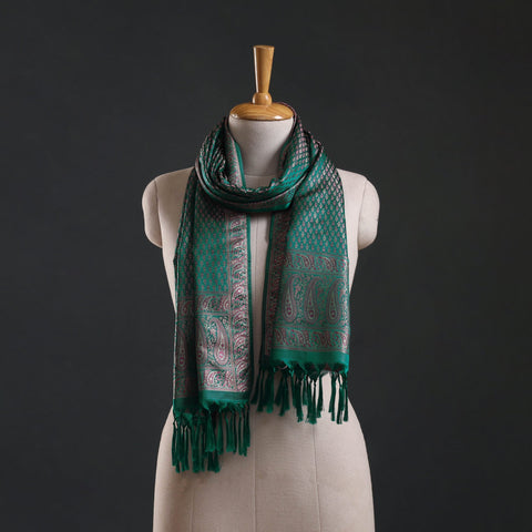 Brocade handloom semi silk banarasi stole 43 - handcrafted