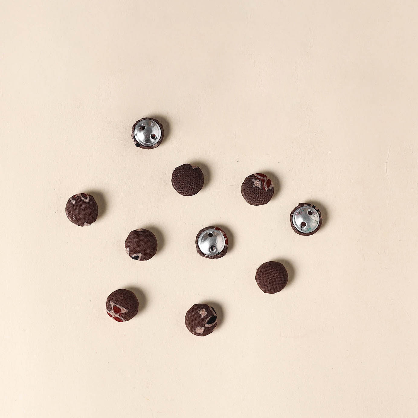  Brown Handmade Fabric Button Small at iTokri