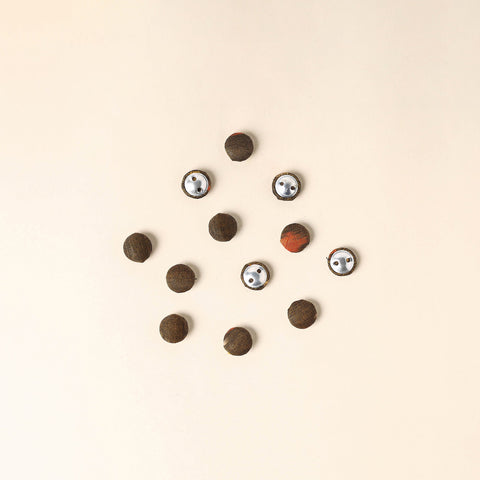  Brown Handmade Fabric Button Small at iTokri