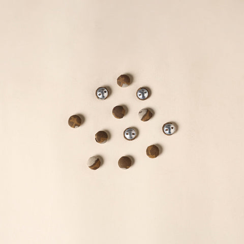  Brown Handmade Fabric Button Small at iTokri