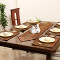 Brown - 13pc dining table linen set in brocade banarasi