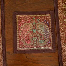 Brown - 13pc dining table linen set in brocade banarasi