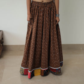 Brown - 24 kali cotton pochampally ikat skirt 05
