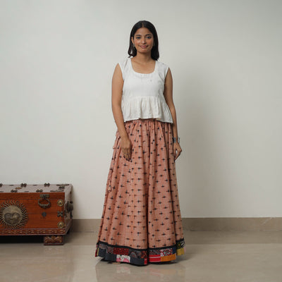 Brown - 24 kali cotton pochampally ikat skirt 16