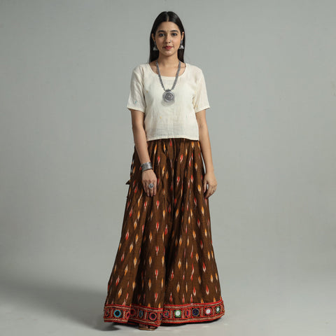Brown - 24 kali cotton pochampally ikat skirt 25