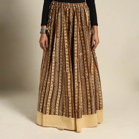Brown 24 Kali Patchwork Batik Print Cotton Long Skirt