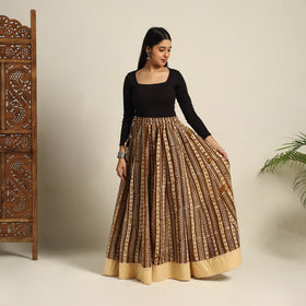 Brown 24 Kali Patchwork Batik Print Cotton Long Skirt
