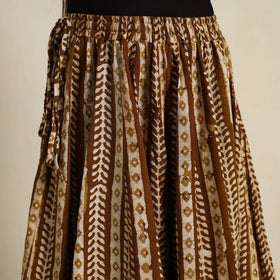 Brown 24 Kali Patchwork Batik Print Cotton Long Skirt