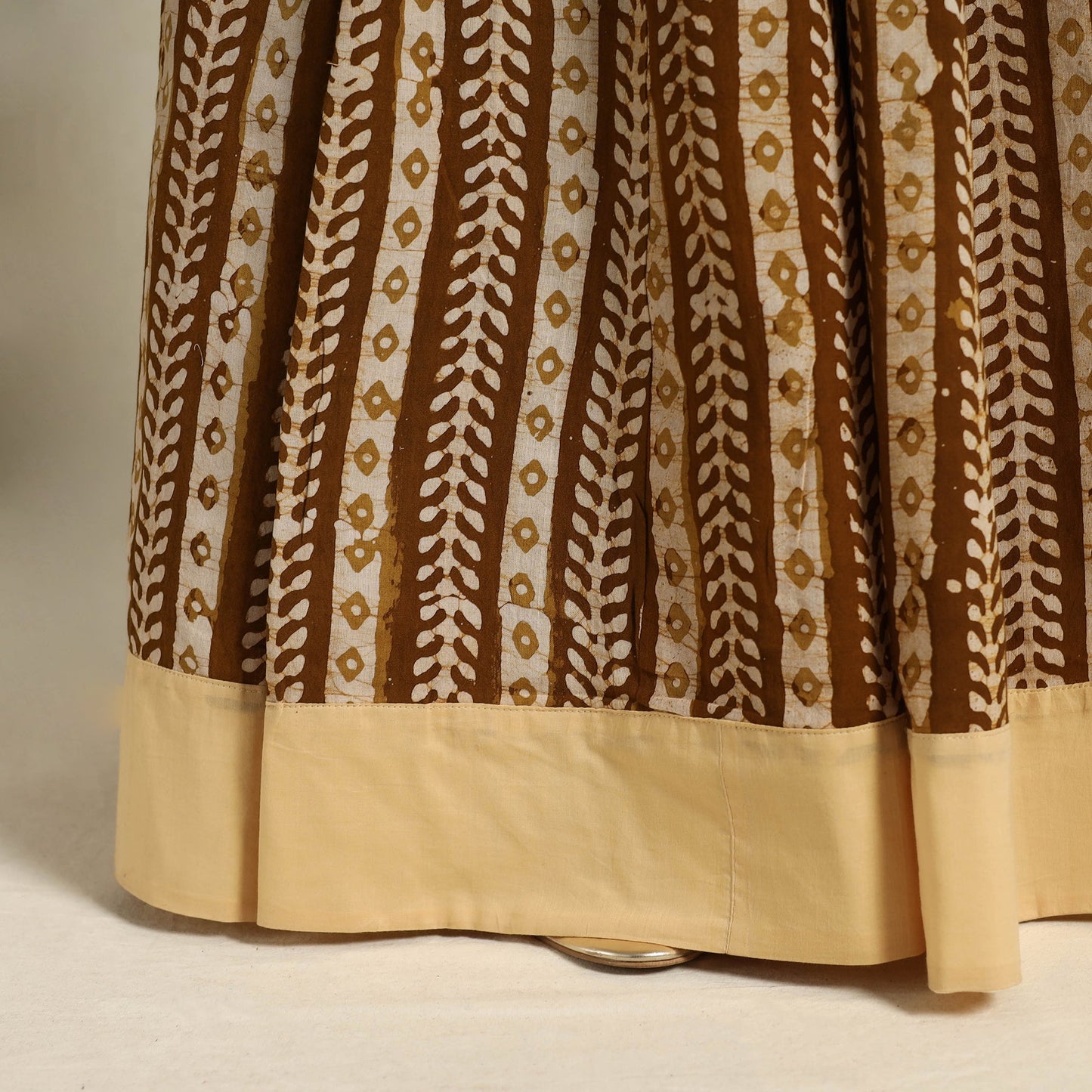 Brown 24 Kali Patchwork Batik Print Cotton Long Skirt