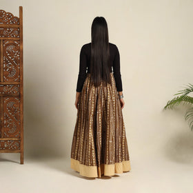 Brown 24 Kali Patchwork Batik Print Cotton Long Skirt