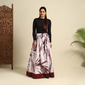  24 Kali Brown Patchwork Cotton Long Shibori Tie-Dye Skirt
