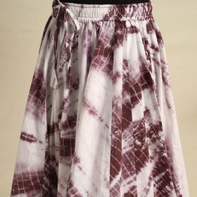  24 Kali Brown Patchwork Cotton Long Shibori Tie-Dye Skirt