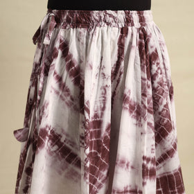  24 Kali Brown Patchwork Cotton Long Shibori Tie-Dye Skirt
