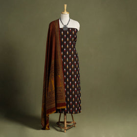 Brown 2pc Cotton Pochampally Ikat Kurta with Bagh Dupatta