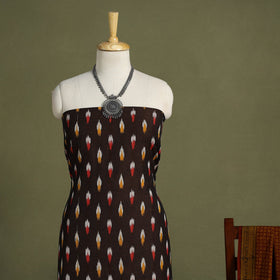 Brown 2pc Cotton Pochampally Ikat Kurta with Bagh Dupatta