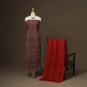 2pc cotton unstitched dress material with jewellery set 20