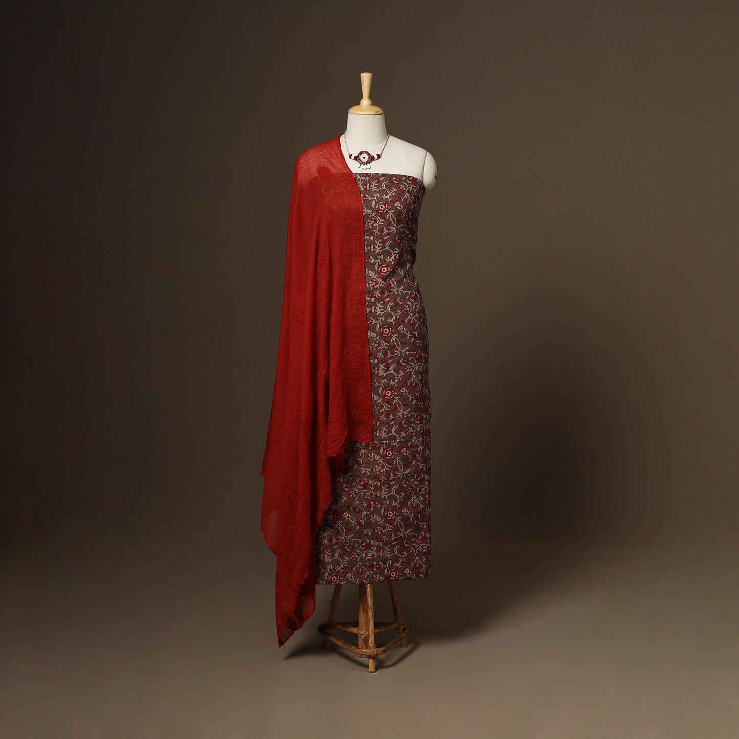 2pc cotton unstitched dress material with jewellery set 20