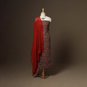 2pc cotton unstitched dress material with jewellery set 20