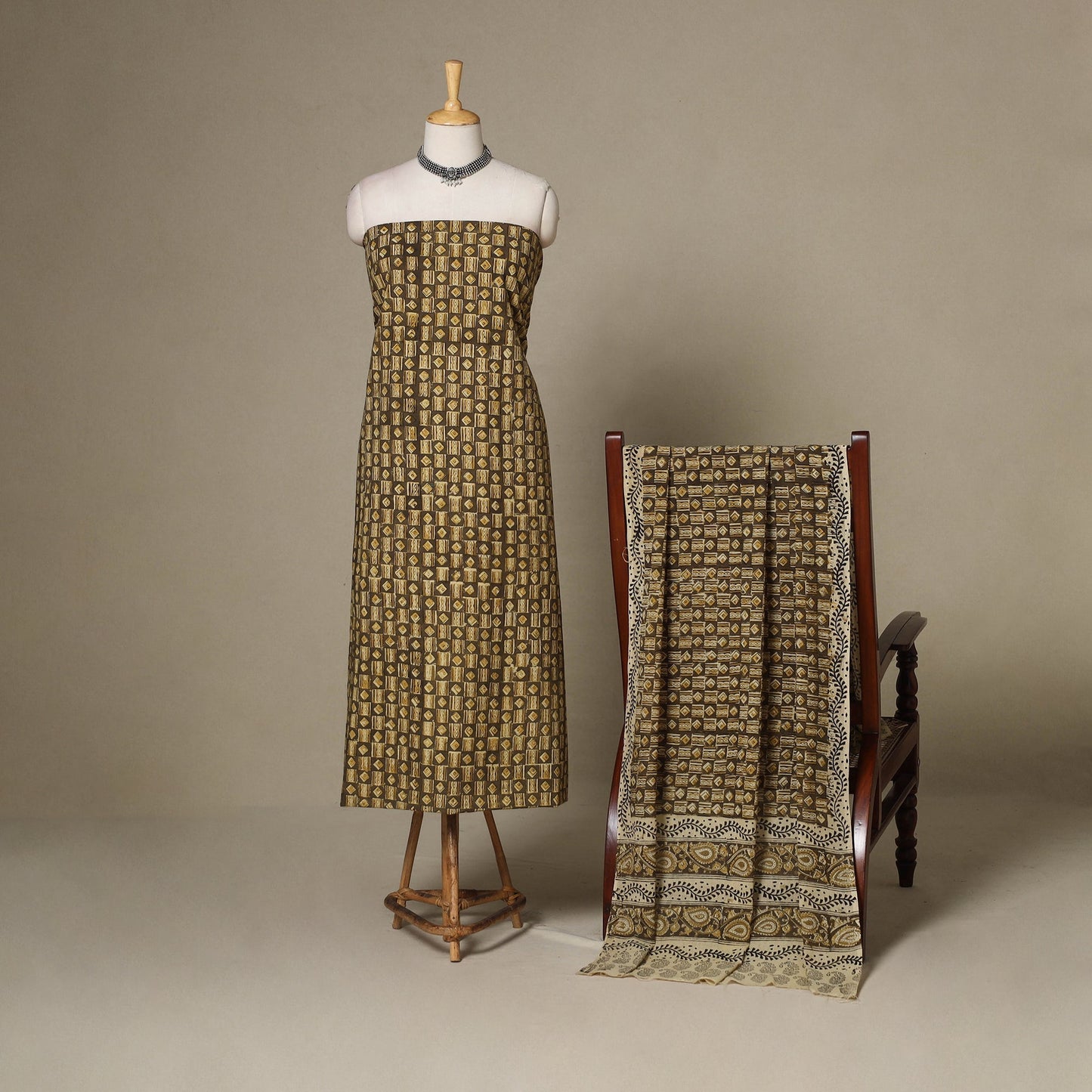 2pc cotton unstitched kalamkari dress material 07