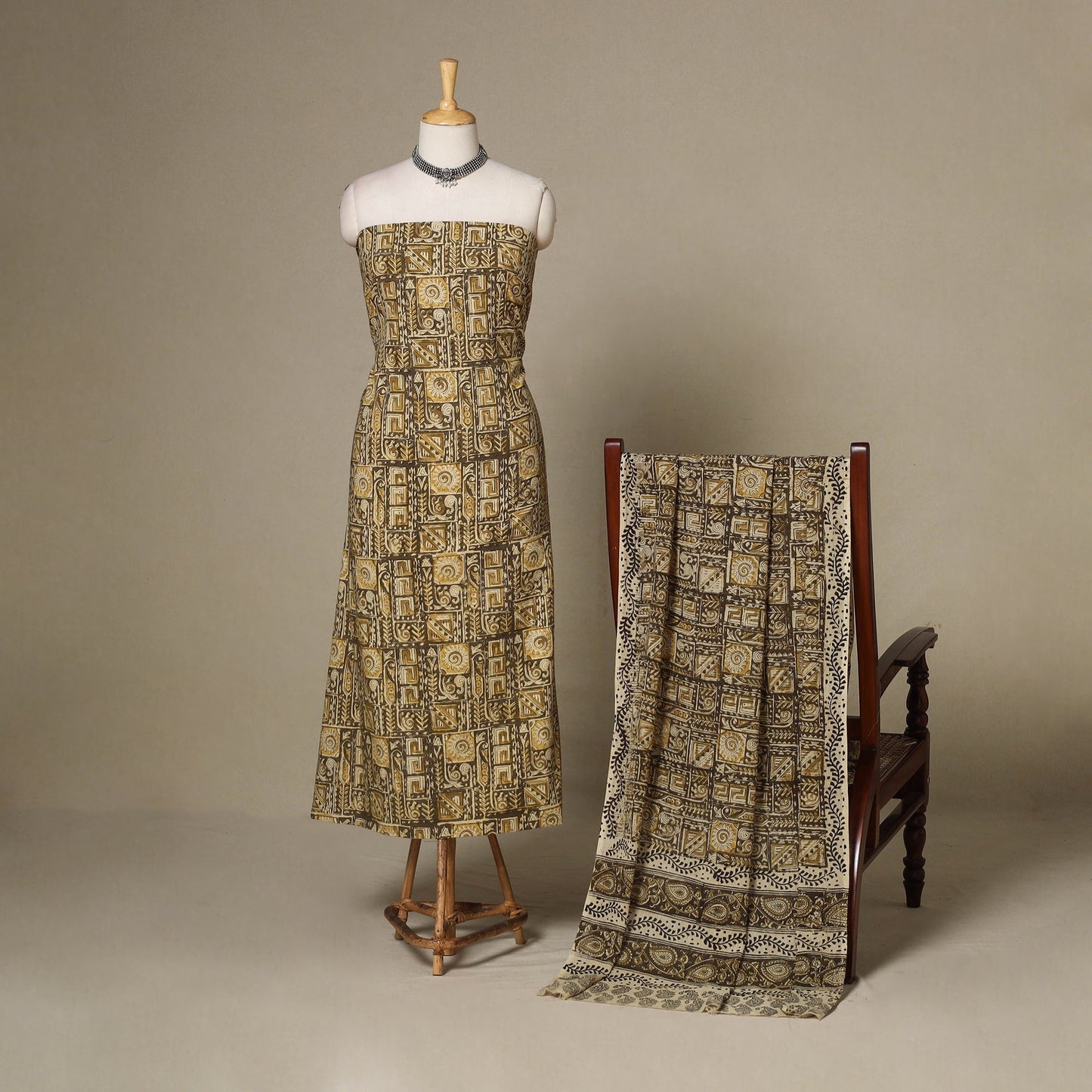 2pc cotton unstitched kalamkari dress material 15