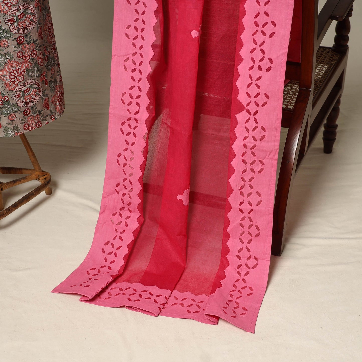 Brown - 2pc cotton unstitched sanganeri dress material