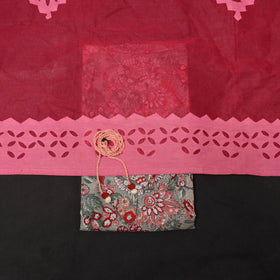 Brown - 2pc cotton unstitched sanganeri dress material