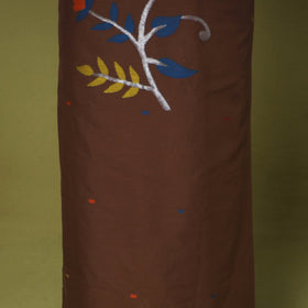 Brown - 2pc handloom cotton unstitched phulia jamdani dress