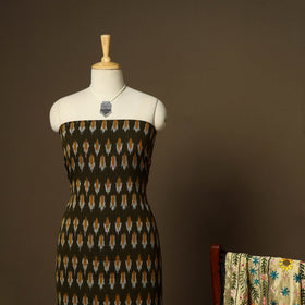 Brown - 2pc handloom cotton unstitched pochampally ikat