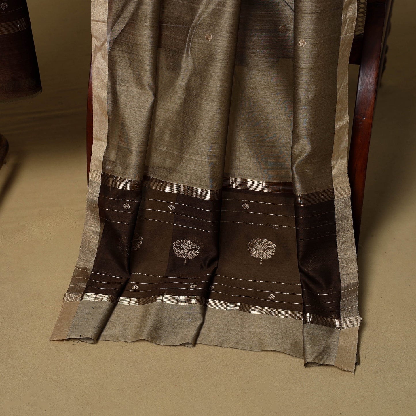 2pc handloom zari buta unstitched chanderi silk dress