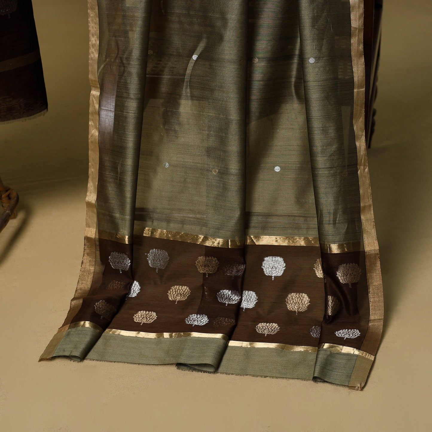 2pc handloom zari buta unstitched chanderi silk dress