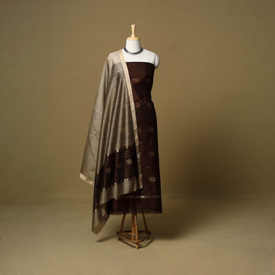 2pc handloom zari buta unstitched chanderi silk dress