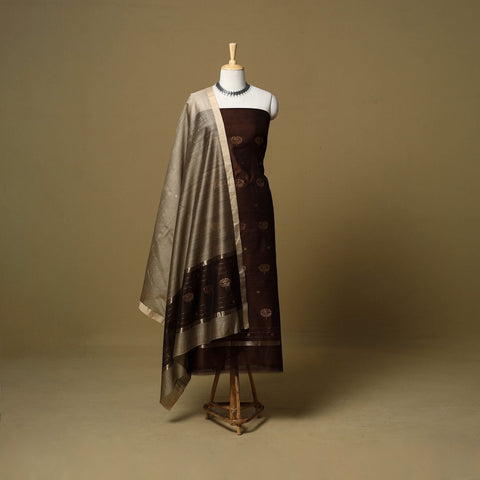 2pc handloom zari buta unstitched chanderi silk dress