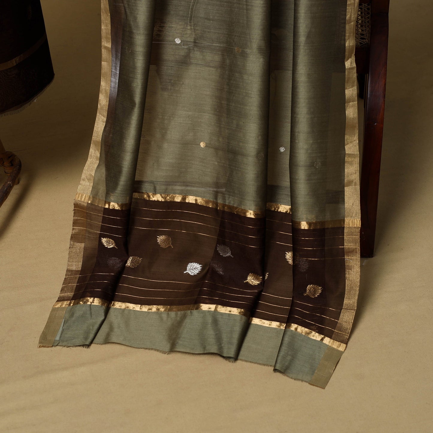 2pc handloom zari buta unstitched chanderi silk dress