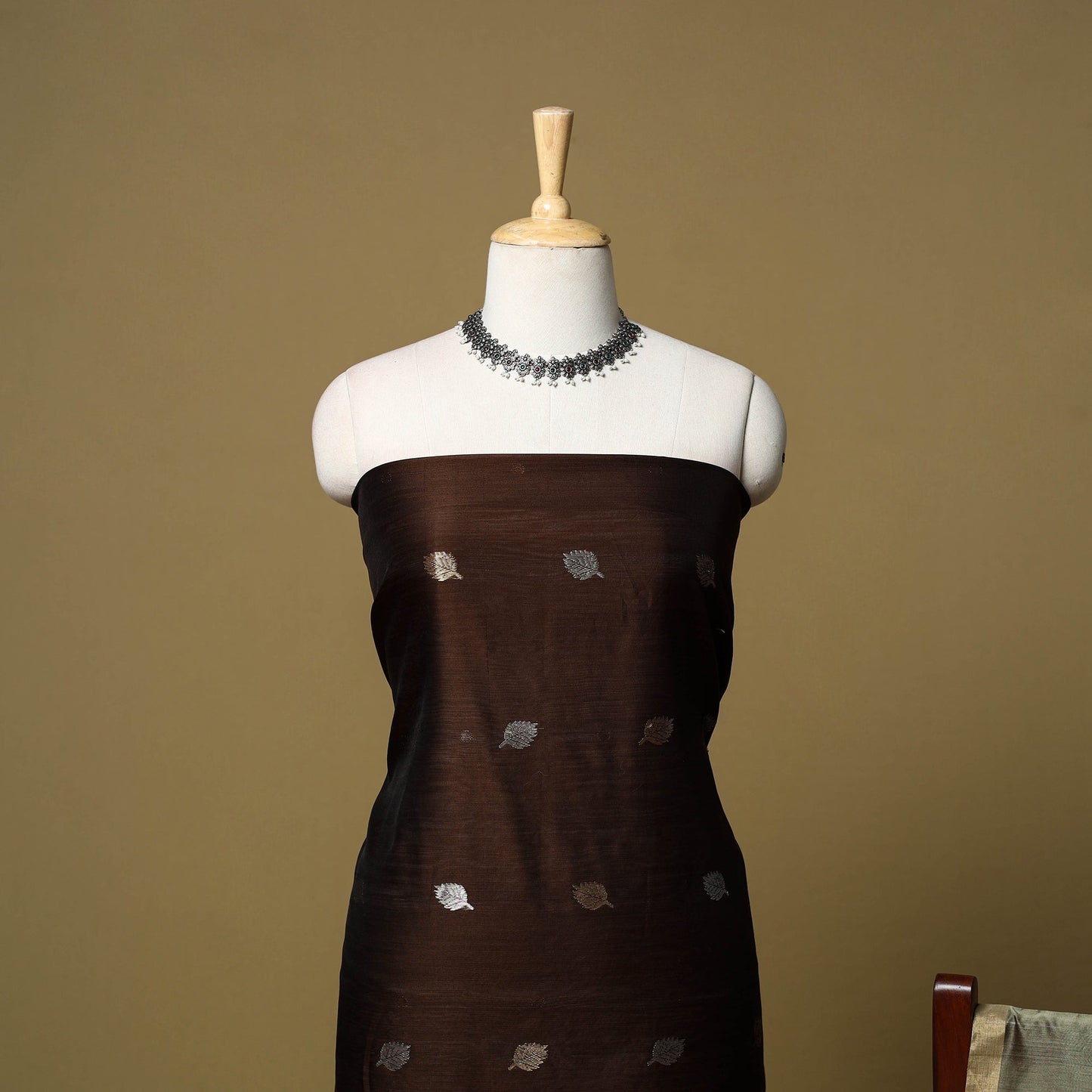 2pc handloom zari buta unstitched chanderi silk dress