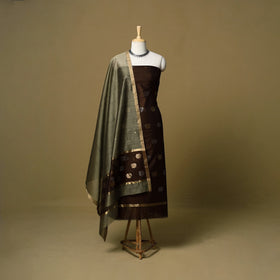 2pc handloom zari buta unstitched chanderi silk dress