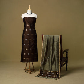 2pc handloom zari buta unstitched chanderi silk dress