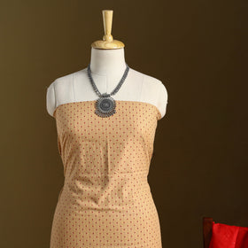 Brown 2pc Jacquard Cotton Kurta with Applique Dupatta