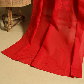 Brown 2pc Jacquard Cotton Kurta with Applique Dupatta