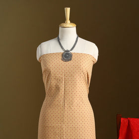 Brown 2pc Jacquard Cotton Kurta with Applique Dupatta