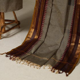 Brown 2pc Kandangi Chettinad Dress Material with Jewellery Set