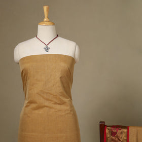 Brown 2pc Kandangi Chettinad Dress Material with Jewellery Set