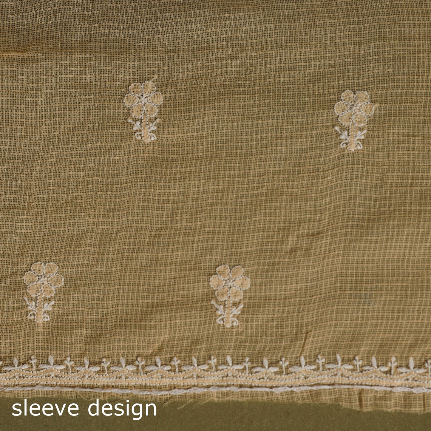 Brown 2pc Kota Doria Cotton Lucknow Chikankari Dress Material