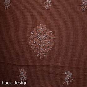 Brown 2pc Kota Doria Cotton Lucknow Chikankari Dress Material 